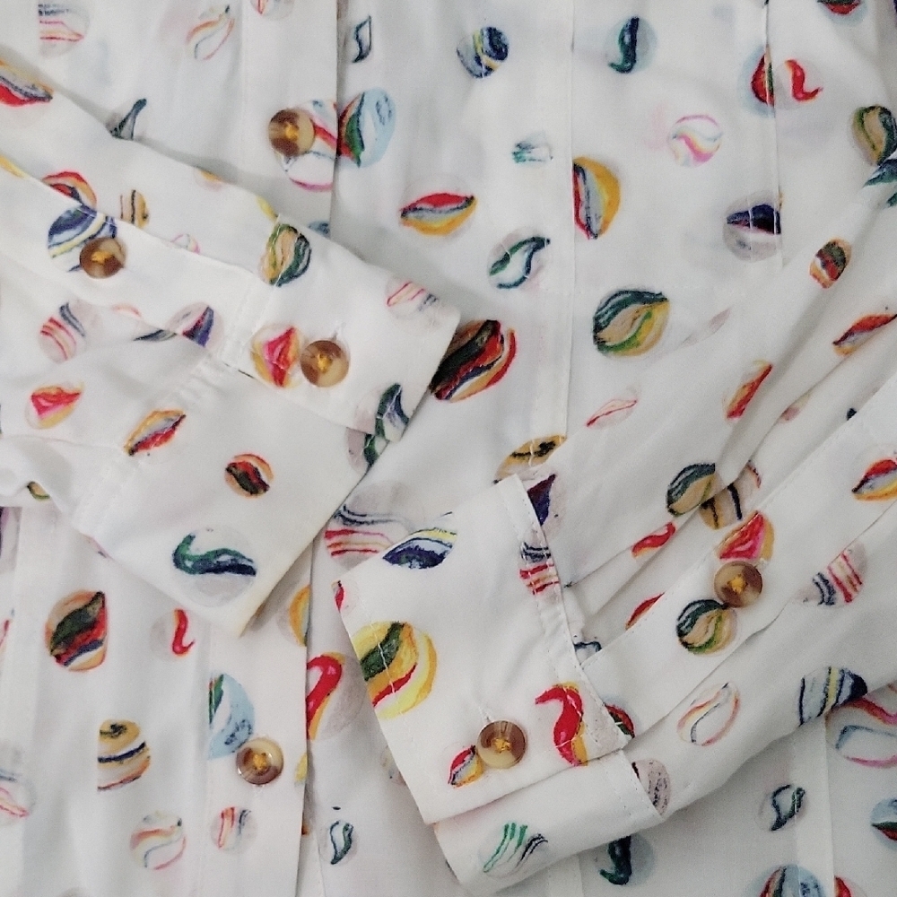 Anthropologie Conversation Women's Button Down Shirt with Marble Print Size 4 - Picture 8 of 9